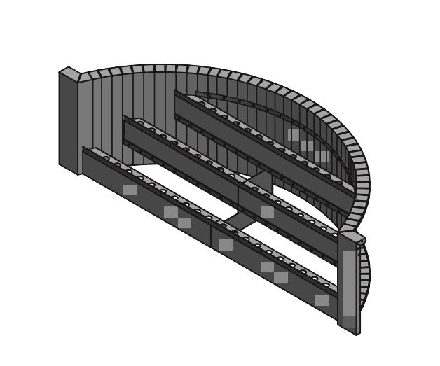 6' Radius 13' Wide Style Steel 42" Step